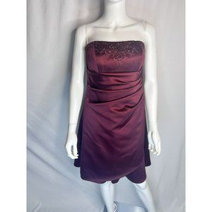 Davids Bridal Mid Length Strapless Beaded Gown Prom Bridesmaid Size 8